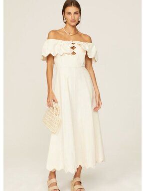 SEA NEW YORK Leona Strapless Off Shoulder Midi Cotton Dress Size 4
